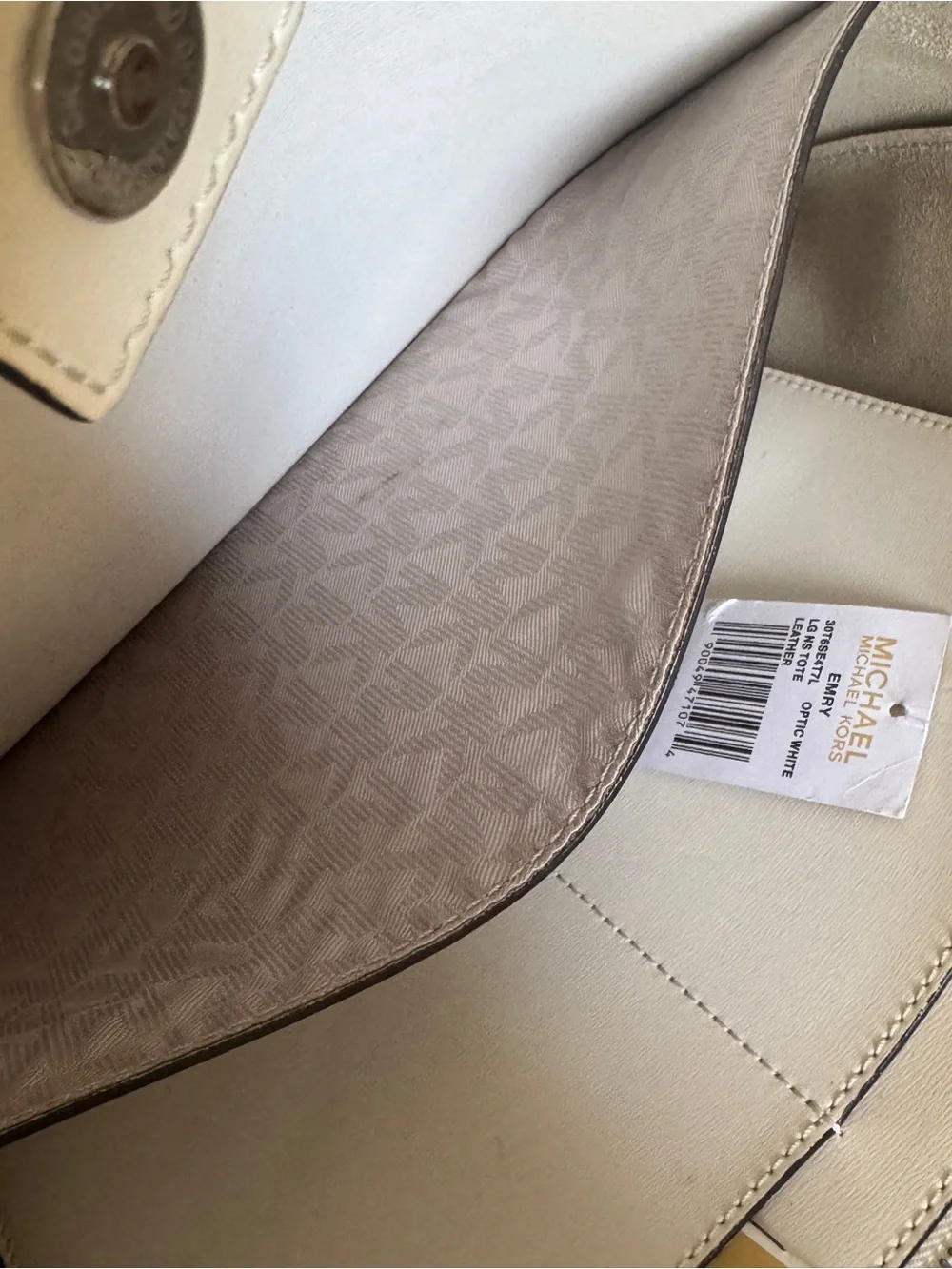 Preowned Vintage Michael Kors Emry Large Leather Tote Optic White 30t6se4t71